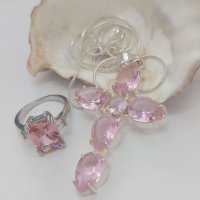 Сет, огромен кръст и пръстен с розови циркони, нов!, снимка 3 - Бижутерийни комплекти - 40233638