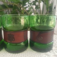 Английски зелени чаши за виски с кожа Англия, снимка 3 - Чаши - 41904472