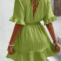 Зелена рокля с воали, снимка 1 - Рокли - 41640543