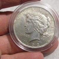 Много рядък голям сребърен долар на мира,  Peace dollar 1923г- Philadelphia Mint, снимка 4 - Нумизматика и бонистика - 35996237