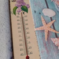 дървен ретро термометър от Португалия с люляк, снимка 2 - Други стоки за дома - 40938576