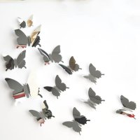 12 бр./компл. Стикер за стената    PVC огледало 3D декорация на пеперуда, снимка 9 - Други - 41700766
