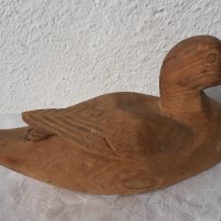 Стара дървена патка, птица, дърворезба, снимка 1 - Антикварни и старинни предмети - 34514195