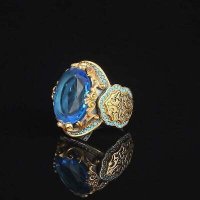 Дамски пръстен със син топаз и родиево покритие, снимка 1 - Пръстени - 39073321