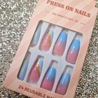 Комплект Разкошни Press-on Изкуствени Нокти 24 броя Мраморен Ефект КОД nail154, снимка 5 - Продукти за маникюр - 39724524