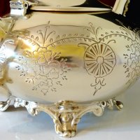 Английски чайник,кана никелово сребро,рококо. , снимка 3 - Антикварни и старинни предмети - 34624513