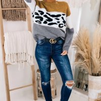 Дамски пуловер с леопардов принт, снимка 5 - Блузи с дълъг ръкав и пуловери - 39697536