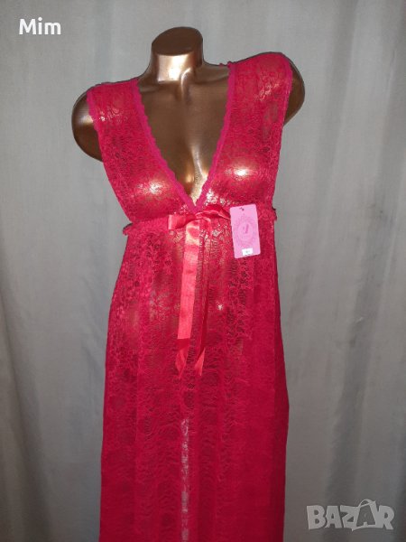 М/ XL Дълга дантелена рокля / нощница/ в  червено, снимка 1