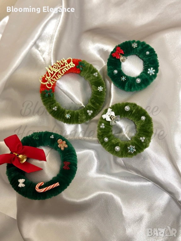 Коледни мини венчета от плюшена тел, снимка 1