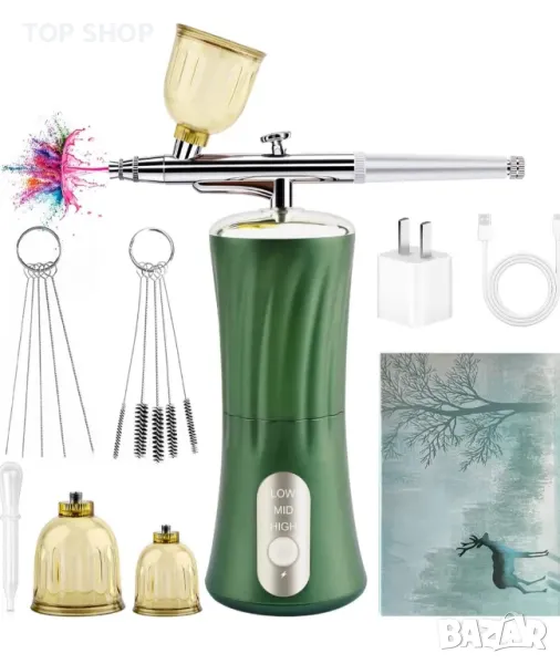 Daakro 2024 Upgrade Wireless Airbrush Set 30PSI Преносим ръчен безжичен мини USB акумулаторен, снимка 1