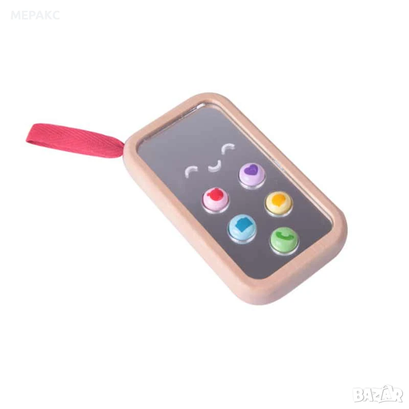 Моят първи мобилен телефон - дървена музикална играчка, снимка 1