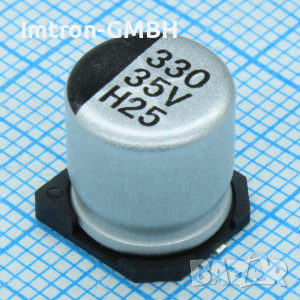 Алуминиев електролитен кондензатор EZV331M35RF, 330uF 35V ±20% (10 X 10.5mm) за повърхностен монтаж , снимка 1