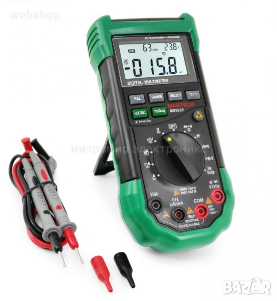 Цифров Мултиметър MASTECH , Мултицет със зумер MS8228 VAC/VDC | AAC/ADC | OHM | F | °C | Hz, снимка 1