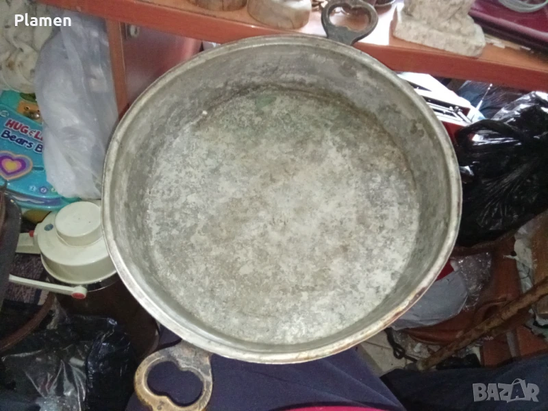 Стара медна калайдисана тава, снимка 1