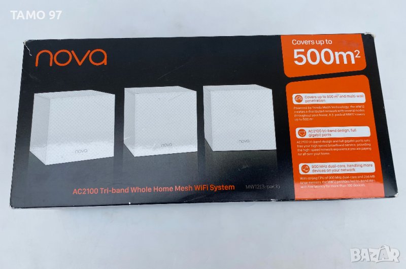 Нова безжична система Tenda Nova MW12 (3-pack) Tri-band AC2100, снимка 1