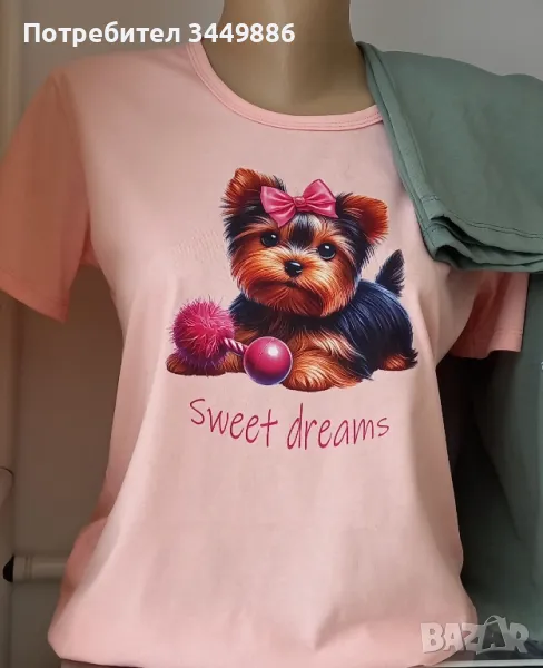 Дамска пижама къс ръкав 100% памук  пениран, снимка 1