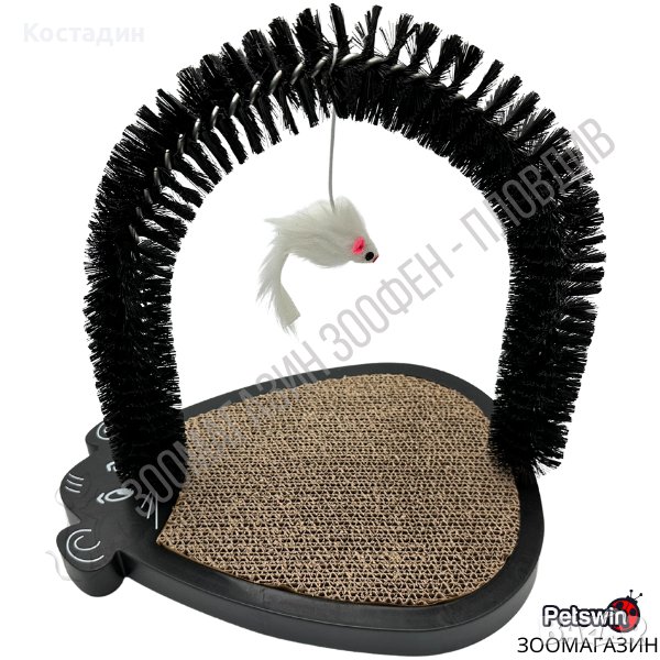 Драскало за Коте - с формата на Мишка, Играчка и Катнип - 34см/24см/34см - Черна разцветка, снимка 1