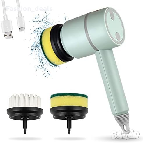 Нова Електрическа Безжична четка за почистване с 2 сменяеми глави, снимка 1