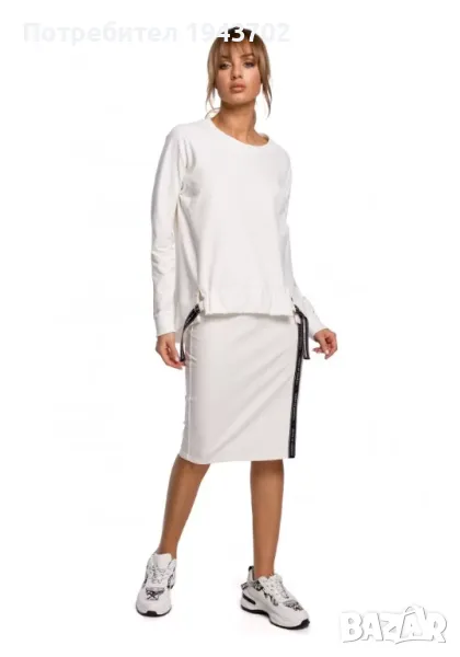 Дамска пола тип молив в цвят екрю M494 MOE, снимка 1