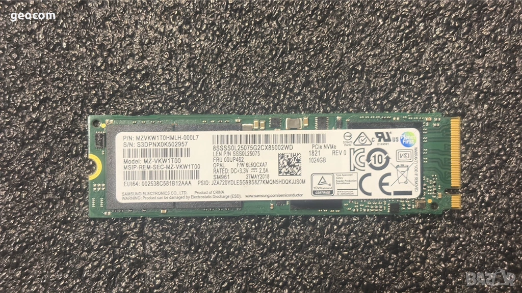 1TB SSD Samsung SM961 M2-2280 (nVme,,PCI-Ex Gen3x4), снимка 1