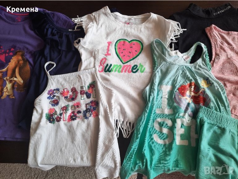 блузки за момиче 3 бр, потничета 2 бр, комплект потник и панталонки, общо 16лв, снимка 1