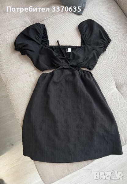 Дамска черна рокля, 38 размер, снимка 1