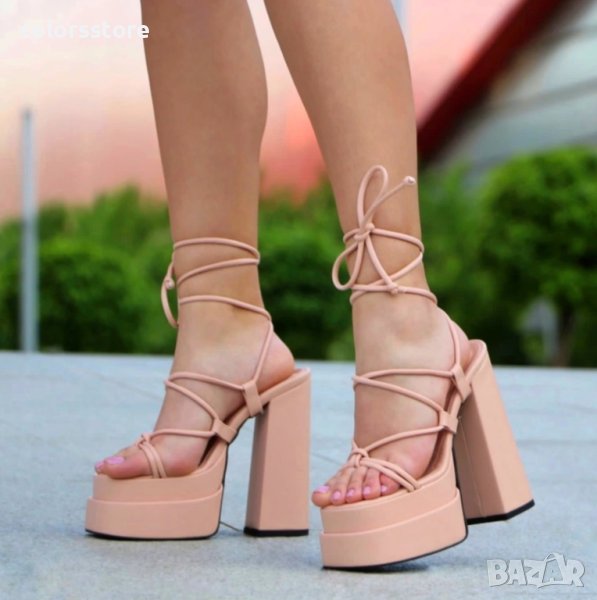 Сандали на ток - пудра кожа - FM25, снимка 1