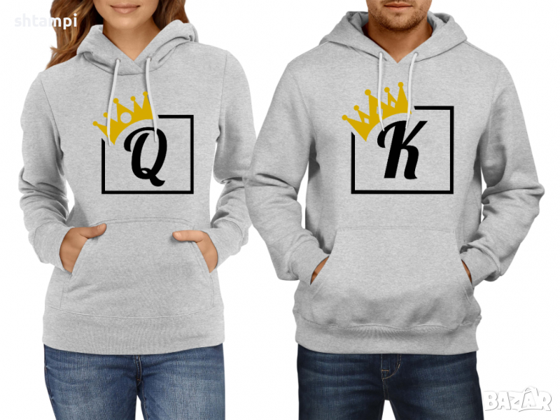 Суитчър/Суитшърт за двойки Queen King,Подарък,Изненада,Любов,Празник., снимка 1