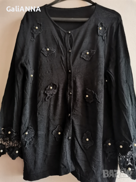 ЧЕРНА ЖИЛЕТКА С ПЕРЛИ РАЗМЕР XL, снимка 1