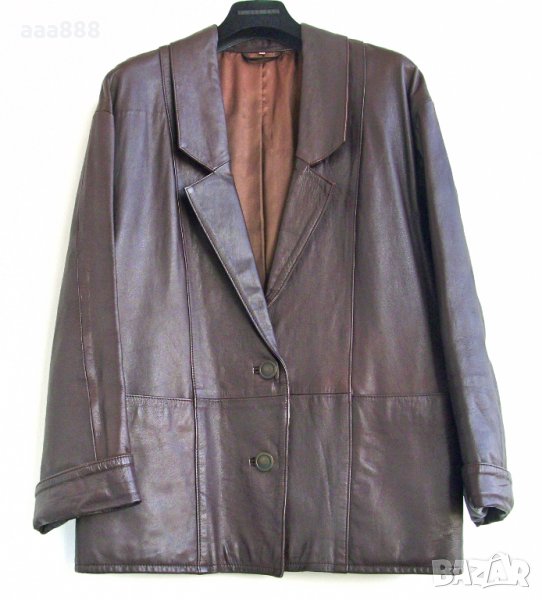 Дамско яке с ревери естествена кожа, снимка 1