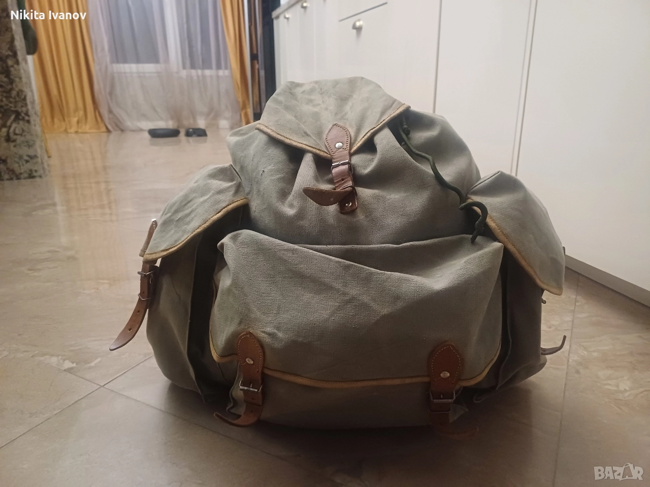 стара брезентова туристическа раница, снимка 1