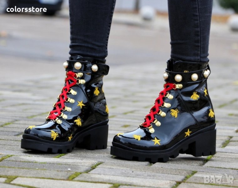 Боти на ток - черен лак - MX15, снимка 1