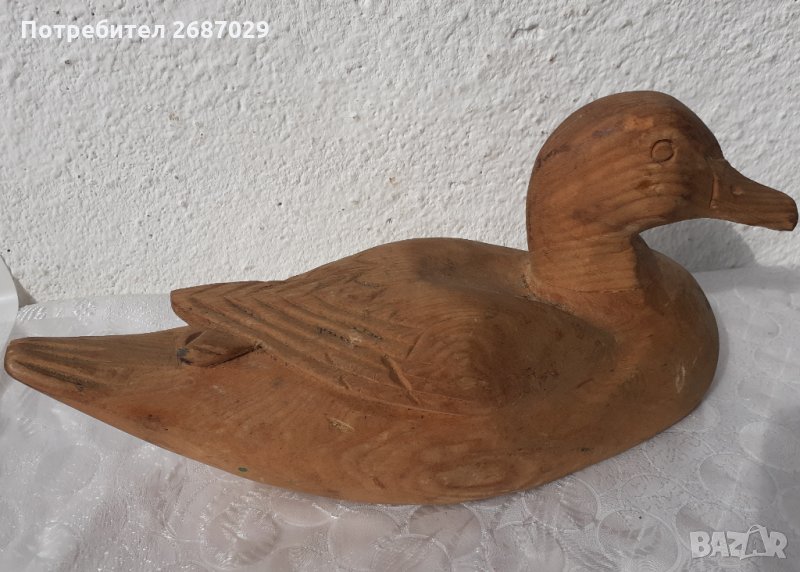 Стара дървена патка, птица, дърворезба, снимка 1