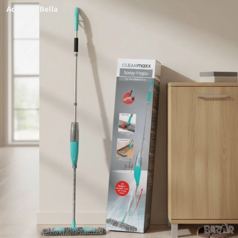 Спрей моп CLEANmaxx със сменяема кърпа и телескопична дръжка – чист под без кофа и без навеждане, снимка 1