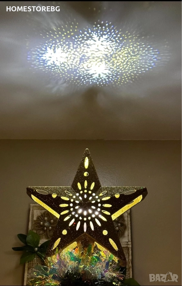 Коледен 3D прожектор за Елха 6 Визии - Звезда. Направи Коледата по шарена. Само за 39.99лв , снимка 1