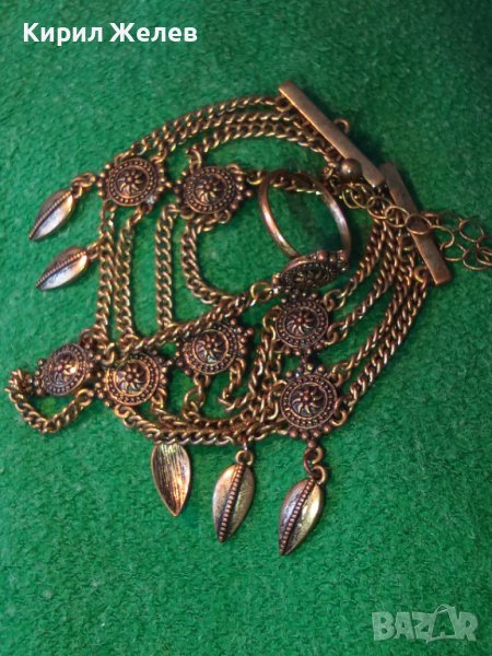 БРОНЗИРАН ОСМАНСКИ ЕТНОГРАФСКИ СТИЛ ОРНАМЕНТИРАН НАКИТ за РЪКА - ГРИВНА с ПРЪСТЕН 28676, снимка 1