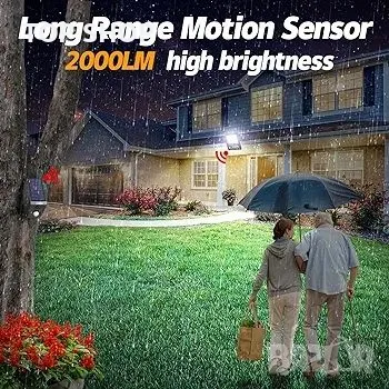 intelamp Слънчева стенна лампа Външен слънчев сензор за движение Прожектор 12000mAh, снимка 4 - Соларни лампи - 48776996