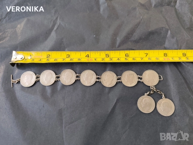 Стара гривна от сребърни Царски монети, снимка 6 - Гривни - 52790761
