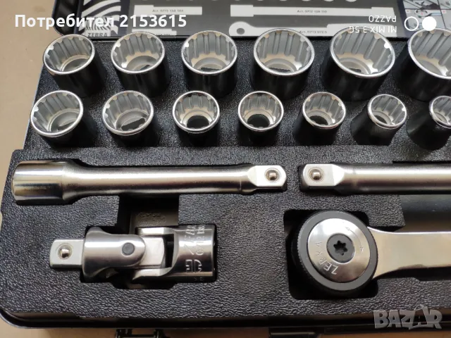 WURTH ZEBRA Комплект тресчотка с вложки 1/2" 23 части, снимка 5 - Куфари с инструменти - 48516480