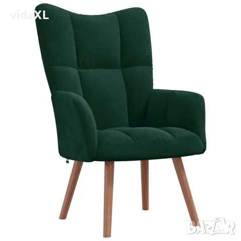 vidaXL Релакс стол, тъмнозелен, кадифе