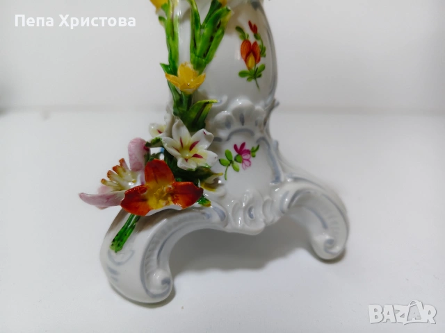 Свещник  от дрезденски порцелан, снимка 3 - Декорация за дома - 53753109