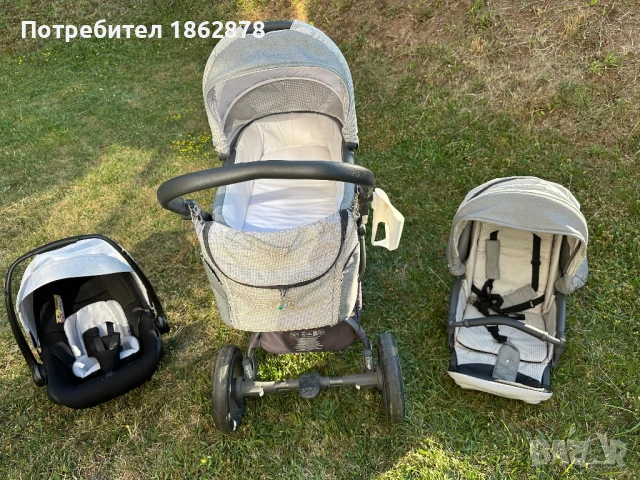 Бебешка количка Bebetto Holland 2 в 1 + кошче за кола, снимка 2 - Детски колички - 51010401