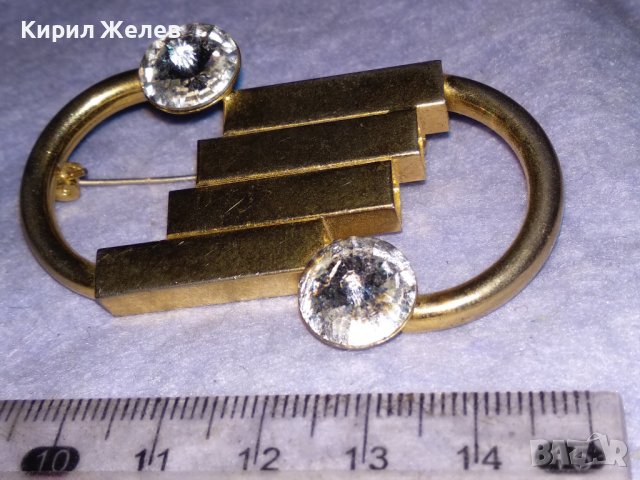 ПОЗЛАТЕНА АРТ ДЕКО БРОШКА НЕРЪЖДАЕМА СТОМАНА с ФАСЕТИРАНИ ИСКРЯЩИ БОХЕМСКИ КРИСТАЛИ 38629, снимка 13 - Други - 41682365