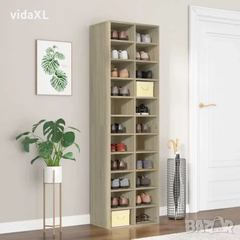 vidaXL Шкаф за обувки, дъб сонома, 54x34x183 см, инженерно дърво, снимка 2 - Шкафове - 56147720