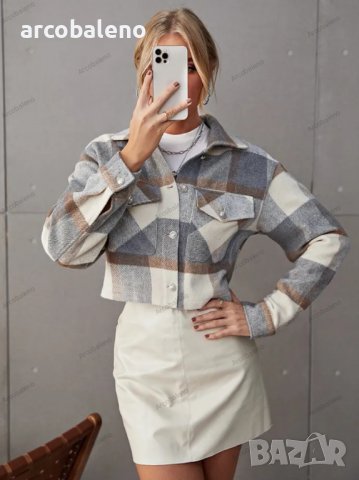 Дамско вълнено късо палто, 5цвята, снимка 4 - Якета - 39977405