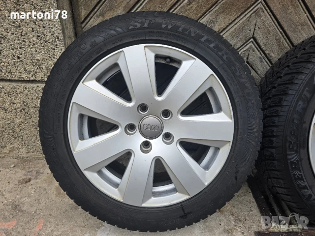 4бр. оригинални алуминиеви джанти 5х112 за Ауди А6, 16 цола със зимни гуми., снимка 2 - Гуми и джанти - 51082372