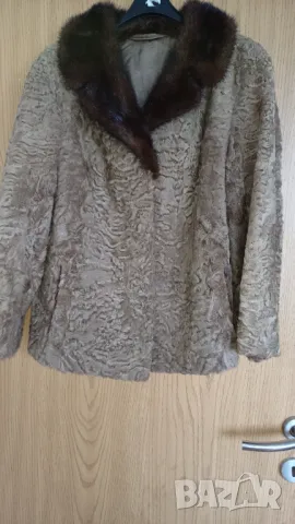 Кафяво палто естествен  косъм L