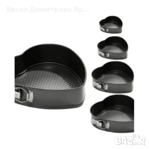 Комплект от 5 броя закопчаващи се тефлонови тави за печене Сърце, снимка 2 - Съдове за готвене - 48342604
