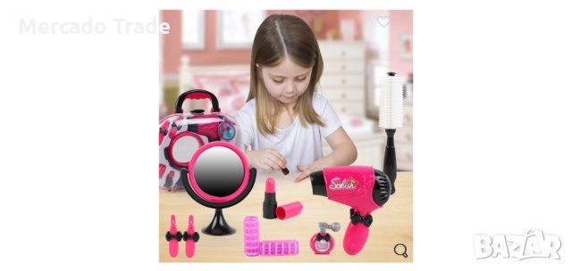 Фризьорско куфарче с принадлежности, Розово, снимка 3 - Кукли - 35877249