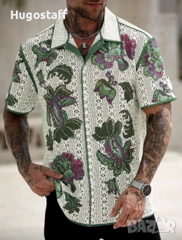 Нови ризи къс ръкав плетени синьо и зелено Л,Хл., снимка 9 - Ризи - 51767506